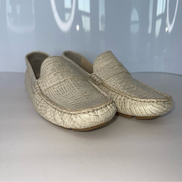 Cole Haan Trillby driving Moccasin penny loafer Leather Crocodile 8 white chic - Picture 10 of 16